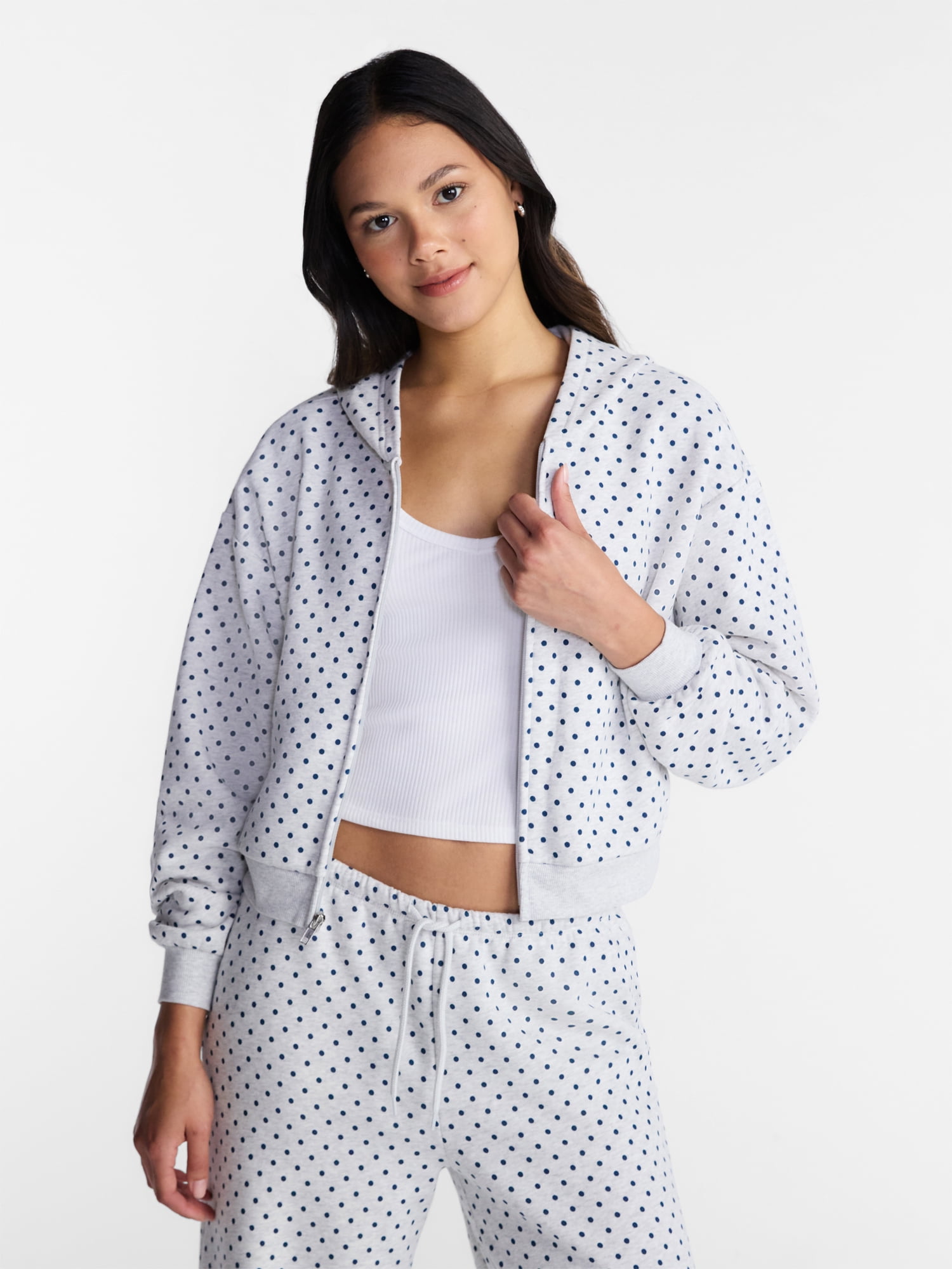 No Boundaries Boxy Zip Up Hoodie, Women's XXS-XXL
