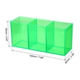 thumbnail image 2 of Uxcell 3 Compartments Clear Acrylic Pen Holder Pencil Holder Pen Organizer Pencil Cup Square Green, 2 of 6