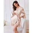thumbnail image 3 of Ekouaer Silk Robes for Women White Ruffle Bridesmaid Sexy Robe for Wedding Day Bridal Robes Satin Bathrobe Soft Sleepwear, 3 of 5