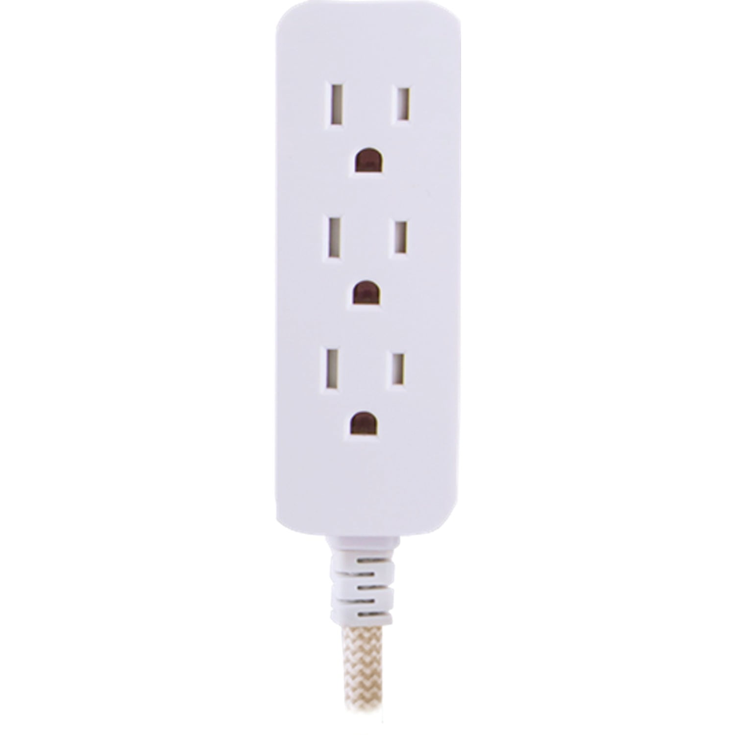 Cordinate 10ft. 3-Outlet Surge Protector, Tan/White, 10ft. Braided – 37916