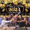 GEWUSH Class 2024 Congrats Grad Banner Backdrop Decor Set Graduation