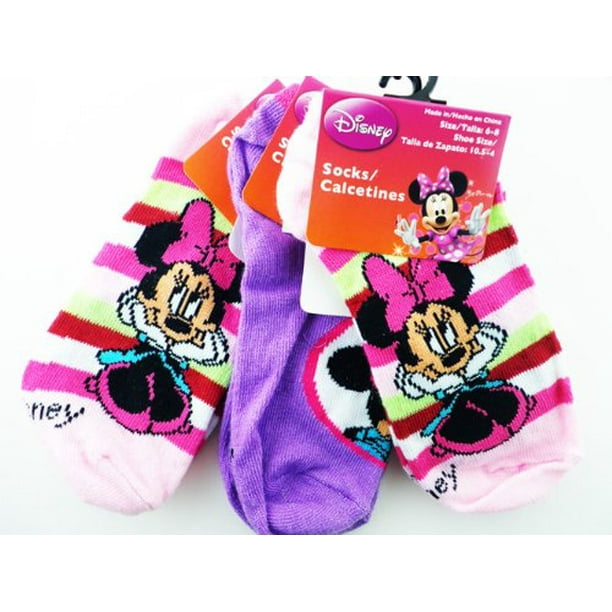 Disney - Minnie Mouse Socks - Kids Novelty Socks ( 3 Pair ) Size 6-8 ...