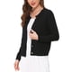 thumbnail image 4 of Suéter abierto Inspire Chic para mujer, sin cuello, con botones, estilo casual de negocios, cárdigan de punto grueso, talla XS, negro, 4 of 6