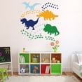 thumbnail image 3 of 2 Sheets 4 Cute Dinosaurs PVC Wall Sticker Stegosaurus Pterodactyl Triceratops Tyrannosaurus Vinyl Wall Art Decal for Wall Door Decor 11.4x35in, 3 of 7