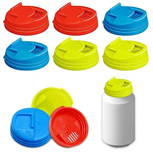 6 Pack Soda Can Covers Beer Beverage Can Covers Reusable Leakproof Drink Can Lids Protector for Beer,Juice & Soft Drink Beverage (Blue & Yellow & Red)