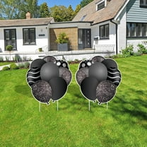 Victory Store Black Balloon Outdoor Birthday Party Signs with Stakes 22746a, Set of 2