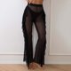 thumbnail image 1 of WILLBEST Pantalones Casuales para Mujer, Pantalones Acampanados Transparentes, Pierna Ancha, Malla, Playa, Cintura Alta Elástica, Pantalones Largos, Traje de Baño con Volantes, Traje de Fiesta Chica, 1 of 6