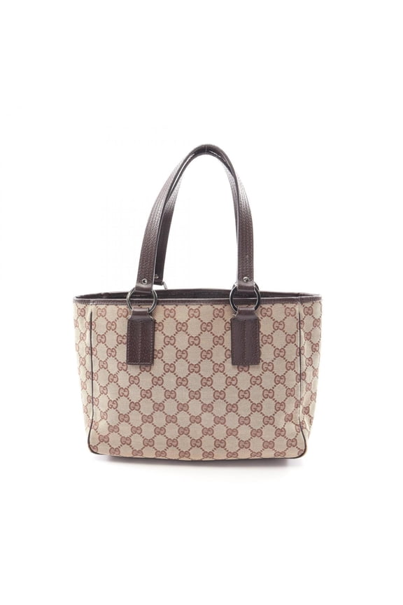 Pre-Owned Gucci GG Canvas Tote Bag Handbag Leather Women's Beige/Brown 113019