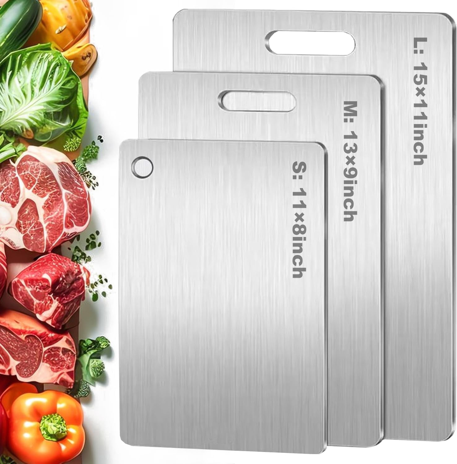 Titanium Cutting Board, 100% Pure Titanium Cutting Board for Kitchen, Non Stick, Double Sided & Food-Grade Stainless Steel Cutting Boards for Home Cooking