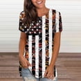 thumbnail image 2 of Día de la Independencia Mujer Casual Sexy Moda Verano Camiseta de cuello redondo Impreso Manga corta Tops Blusa Pompotops hkajfhjk467699, 2 of 5