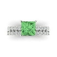thumbnail image 2 of 2.66 ct Brilliant Princess Cut Green Zircon 18K White Gold Solitaire with Accents Engagement Bridal Wedding Ring Band Set size 6.5, 2 of 7