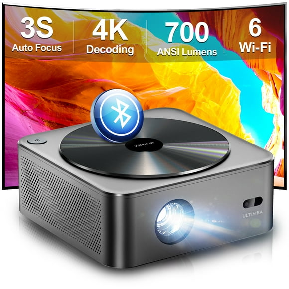 [Décodage 4K & HDR 10] ULTIMEA WiFi 6 Bluetooth 5.2 Projecteur Intelligent, FHD 1080P 700ANSI 21000Lux, Projecteur de Cinéma Maison avec Mise au Point Automatique & Clé de Voûte Automatique 6D pour iOS Android Téléphone / Pc / Tv Stick