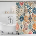 thumbnail image 4 of Boho Morocco Waterproof Fabric Shower Curtain,Retro Farmhouse Ethnic Neutral Aesthetic Waterproof Fabric Shower Curtain for Bathroom Curtains Bathtubs Shower Curtains with 12 Hooks Small 36x78in, 4 of 8