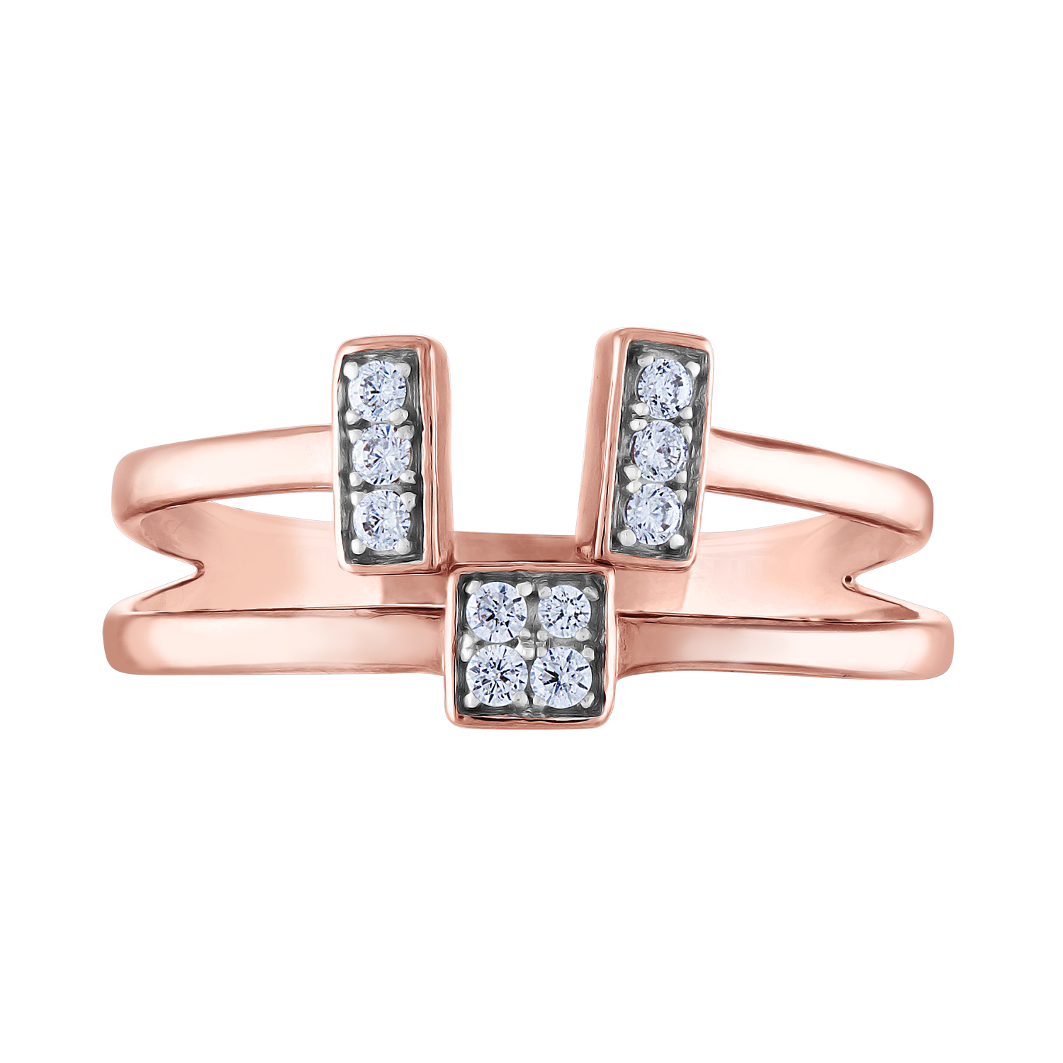Gemspirations 1/10 cttw Diamond Fashion Stack Ring Sterling Silver 14K Rose Gold Plated