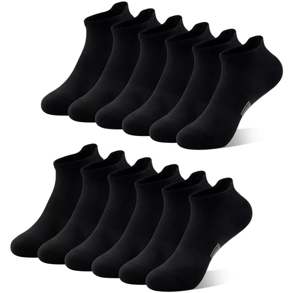 TELOLY 6 Pairs Ankle Socks for Women, Black Ankle Socks for Women, Athletic Running Socks Cotton Low Cut Tennis Sports Tab Socks