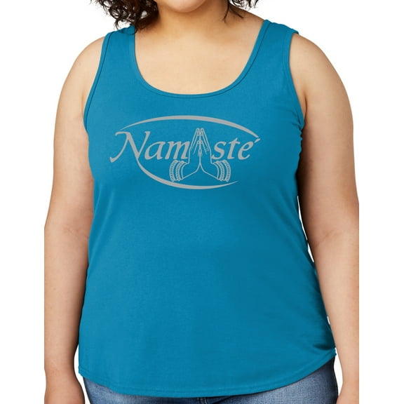 Women's NAMASTE Yoga Mid-weight Tanktop, 4XL Neon Blue
