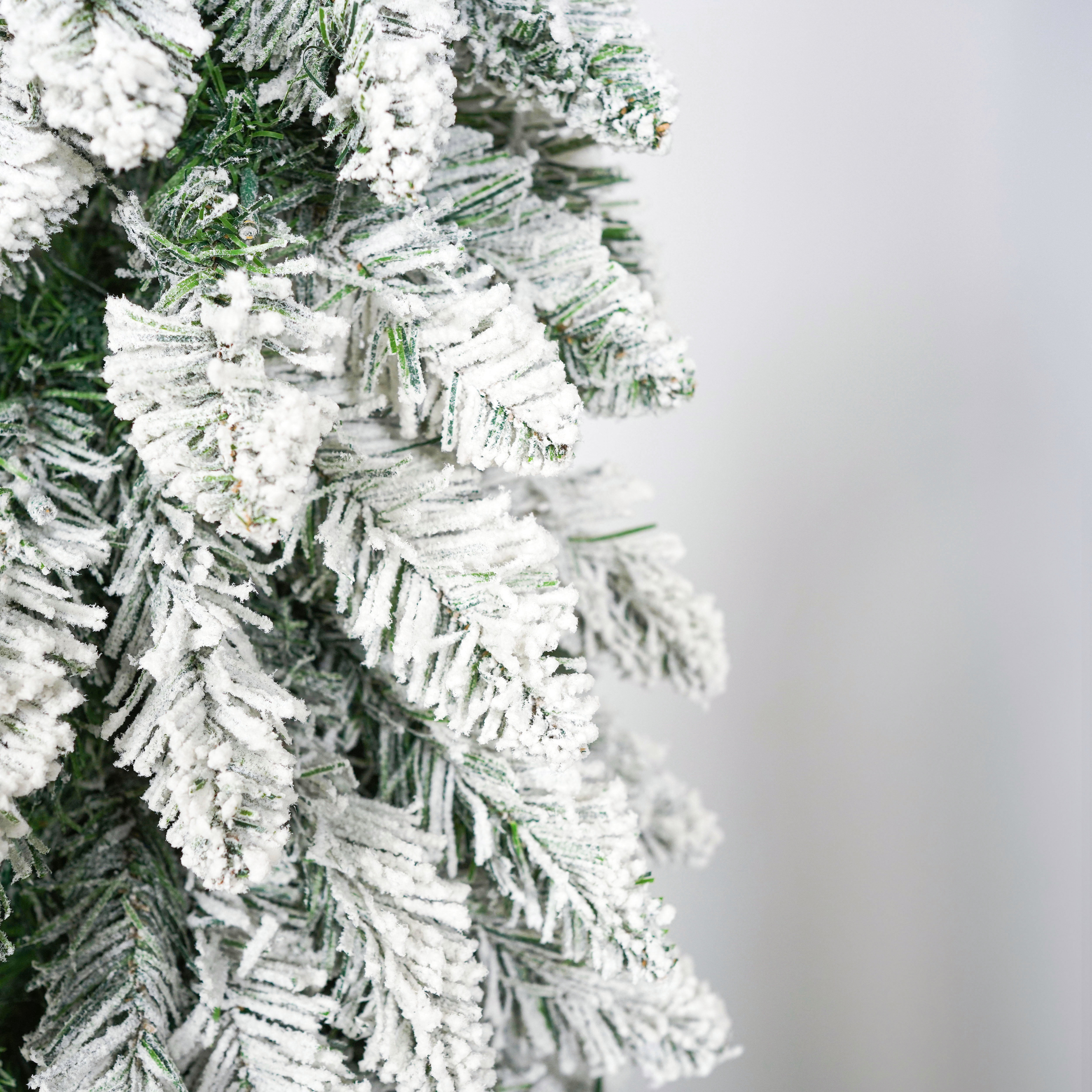Set of 3 Snow Flocked Pre-Lit Pencil Christmas Tree, Slim Artificial Xmas Tree with Warm White LED Lights, Metal Base, Indoor Holiday Decor
