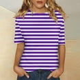 thumbnail image 2 of yunLCZ Women Shirts Women's Short Sleeved Shirt Spring Striped Round Neck Business Casual Top Polka Dot Loose Half Length Work Shirt Office Shirts Purple S, 2 of 4