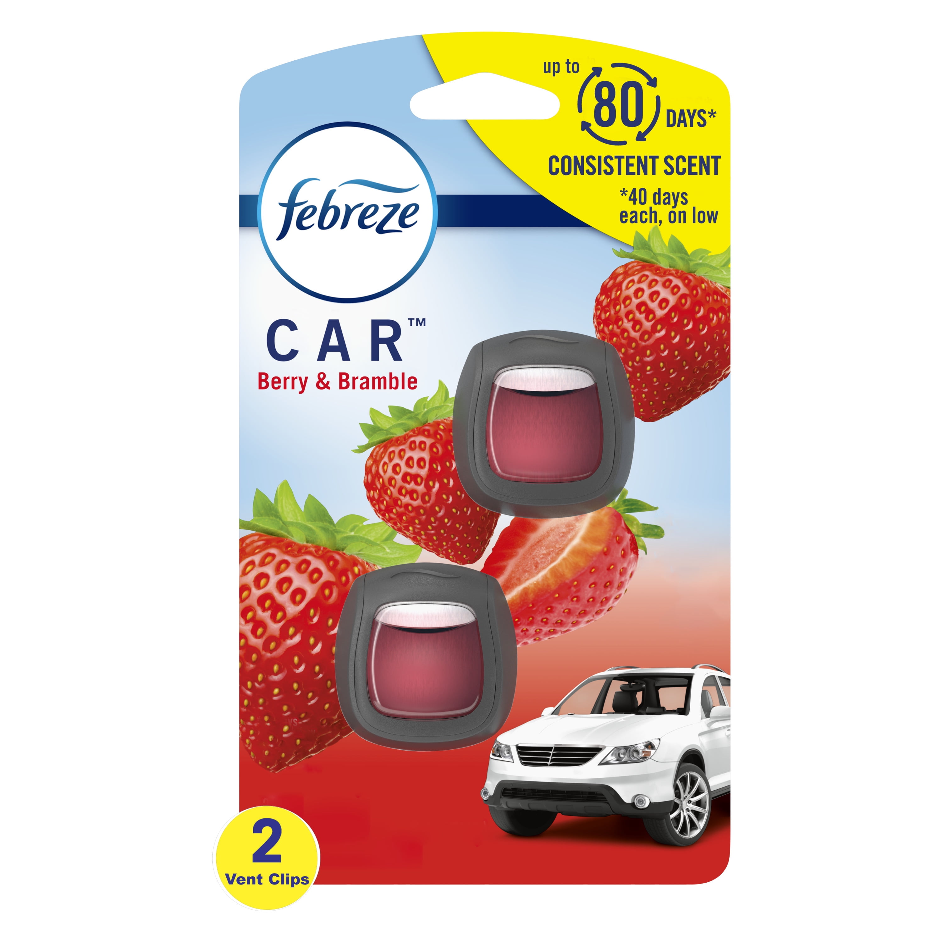 Febreze Car Air Freshener Vent Clip Berry & Bramble Scent, .06 oz. Car