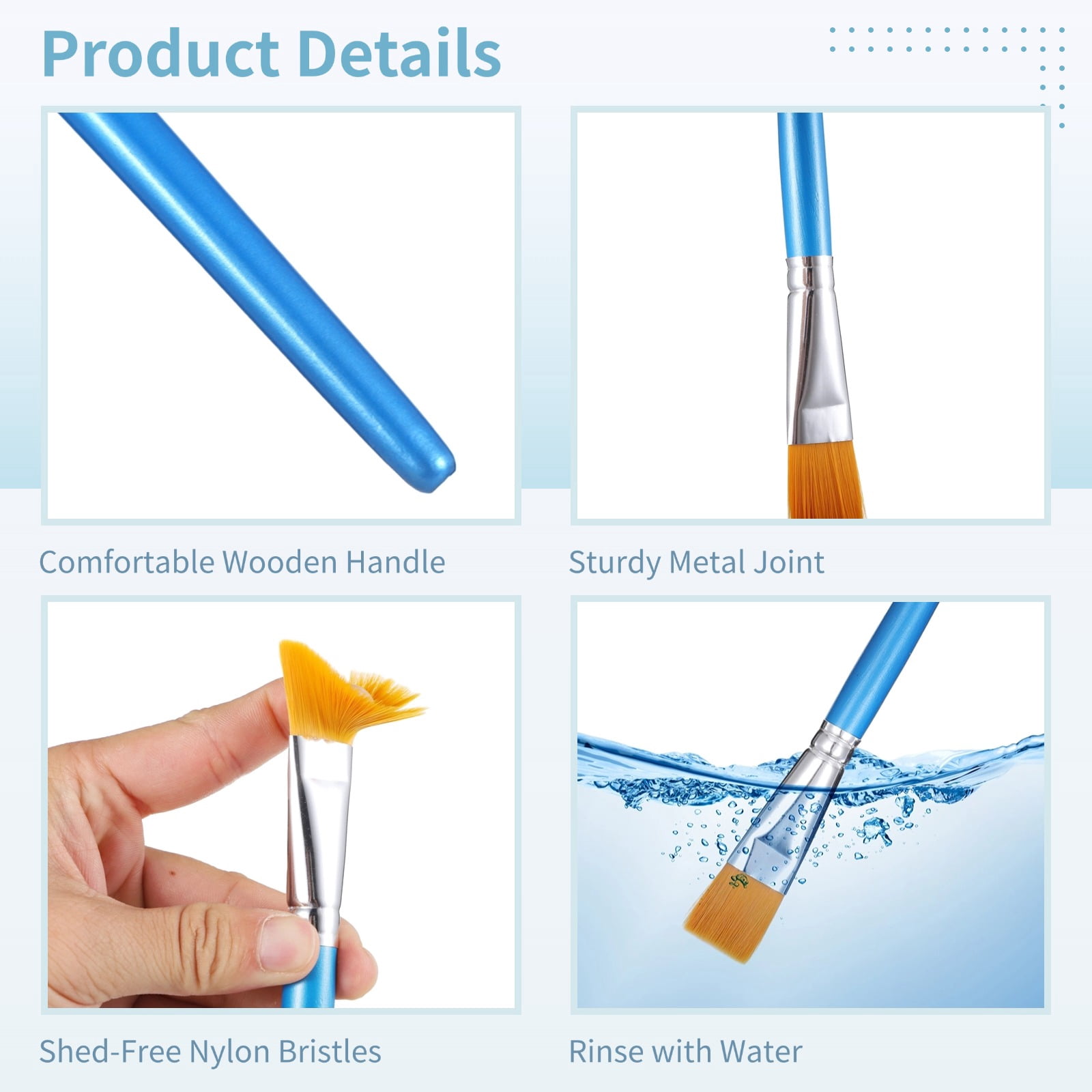 60 PCS Flat Paint Brushes, 1 in Flat Acrylic Watercolor Nylon Brushes, Bulk Paintbrushes with Comfortable Wooden Handle, Large Paint Brush for Painting, DIY Projects, Art Classes, Face Art