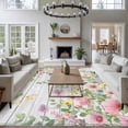 thumbnail image 3 of Pink Spring Floral Area Rugs 5x7 ft Watercolor Botanical Wildflowers Board Washable Rug Non Slip Indoor Carpet Absorbent Floor Mat for Living Room Bedroom Dining Room, 3 of 9