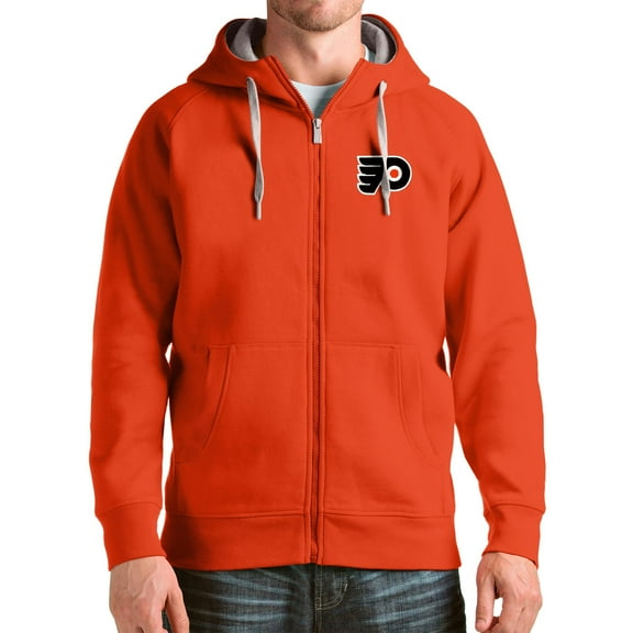 Men's Antigua Orange Philadelphia Flyers Logo Victory Full-Zip Hoodie