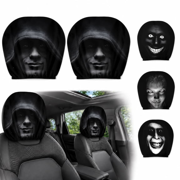 Scary Headrest Covers for Cars, Ghost Face Covers,Scary Seats Mask