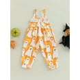 thumbnail image 4 of Bagilaanoe Toddler Baby Girl Halloween Jumpsuit Sleeveless Ghost/Cartoon Cat Pumpkin Print Romper Sling Overalls 1T 2T 3T 4T 5T 6T Kids Long Pants Casual Outfits, 4 of 9