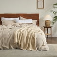 thumbnail image 5 of Cozy Comfort 100% Cotton Blankets Queen Beige - Waffle Weave Blankets for All Seasons, 90x90 inches, 5 of 6
