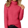 thumbnail image 3 of ylioge Fleece Sweaters for Women Plus Size S-5X Turtleneck Sweatshirts Womens Casual Solid Color Long Sleeve Pullover Knitted Thermal Sweater Tops, 3 of 7