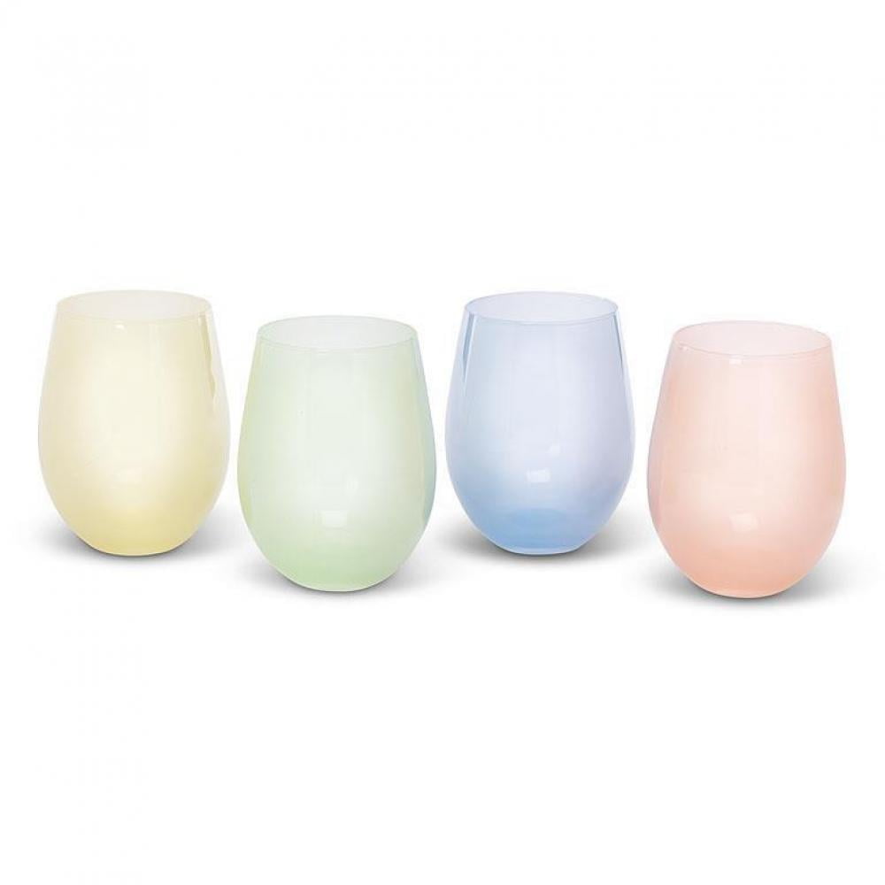 Unbranded Set Of 4 Assorted Colors Sheer Pastel Stemless Wine Glass -  Walmart.ca