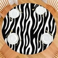 thumbnail image 2 of Round Elastic Tablecloth with Zebra Print - Waterproof, Windproof Fitted Table Cover for Outdoor Picnic, Dining (44 inches) - Modern Zebra Stripes Design, Scratch-Resistant & Wipeable, 2 of 5