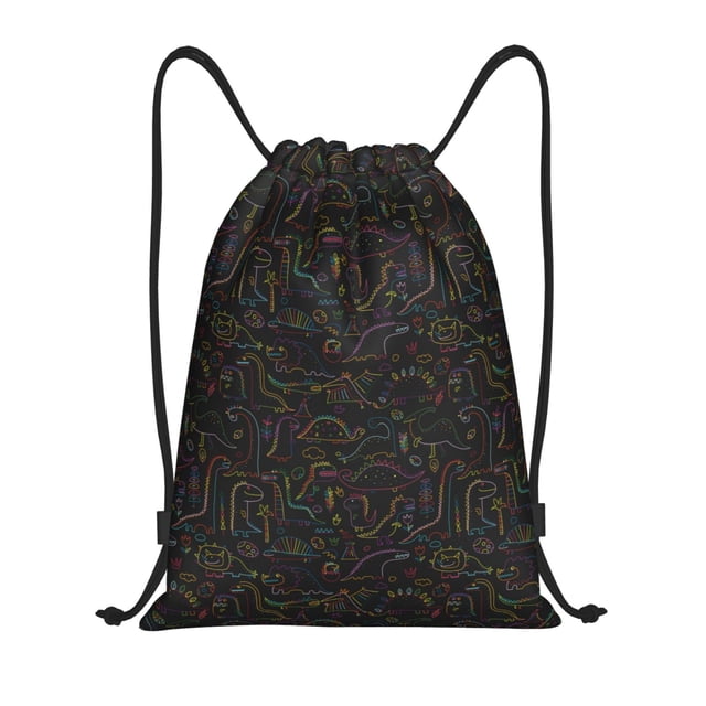 Fotbe Doodle Dinosaur Bolsa Mochila con Cordón Estampada, Bolsa de Gimnasio Deportiva, Bolsa Cinch, Bolsa con Cordón para Hombres y Mujeres-Small