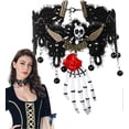 thumbnail image 4 of Halloween Costume Headbands Skull Headband for Halloween – Costume Party Headwear, Gothic Hair Hoop for Boys and Girls, Skull Necklace, 4 of 5