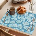 thumbnail image 3 of Ocean Marine Life Placemats Set&nbsp;of&nbsp;6 Retro Blue Shell Conch Line Heat Insulation Washable Place Mats, Non-Slip Table Mats for Dining Table Party Kitchen Decor,13x19 Inch, 3 of 9