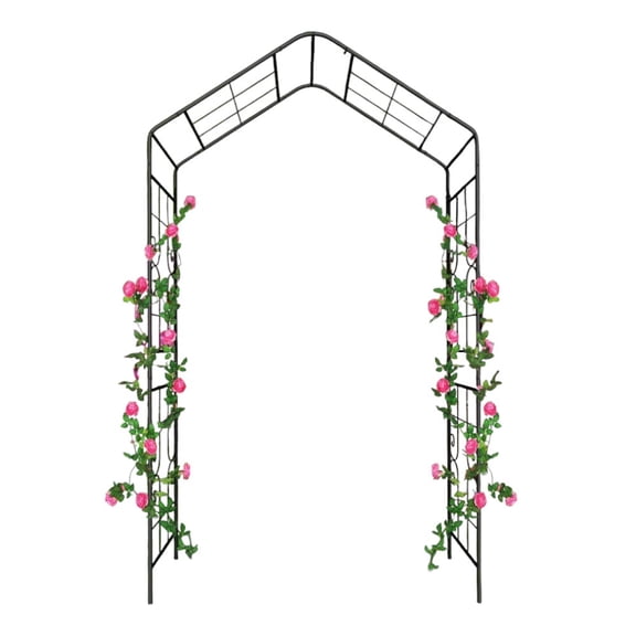 IVV Black Metal Garden Arch, 94.5" Tall Outdoor Pathway Arbor Trellis for Climbing Plants & Vines, Patio Decorative Arch for Parties, Weddings or Ceremonies
