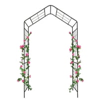 IVV Black Metal Garden Arch, 94.5" Tall Outdoor Pathway Arbor Trellis for Climbing Plants & Vines, Patio Decorative Arch for Parties, Weddings or Ceremonies