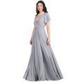 thumbnail image 4 of KOH KOH Long Bridesmaid Wedding Guest Sleeveless V-Neck Full Floor Length Flowy Sexy Wrap Formal Evening Cocktail Party Tall Maxi Dress Gown For Women Light Gray Ash Grey XX-Large US 18-20 NT333, 4 of 6