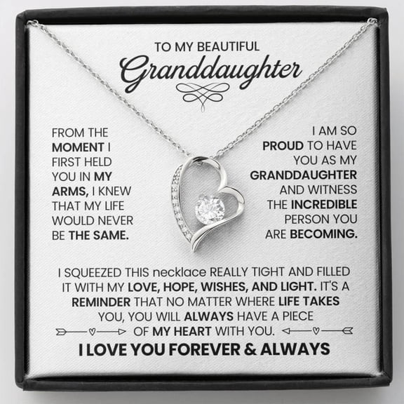To My Granddaughter NecklaceFrom Grandpa, PersonalizeFor Granddaughter - Birthday,, Keepsake Present, White Forever Love Necklace