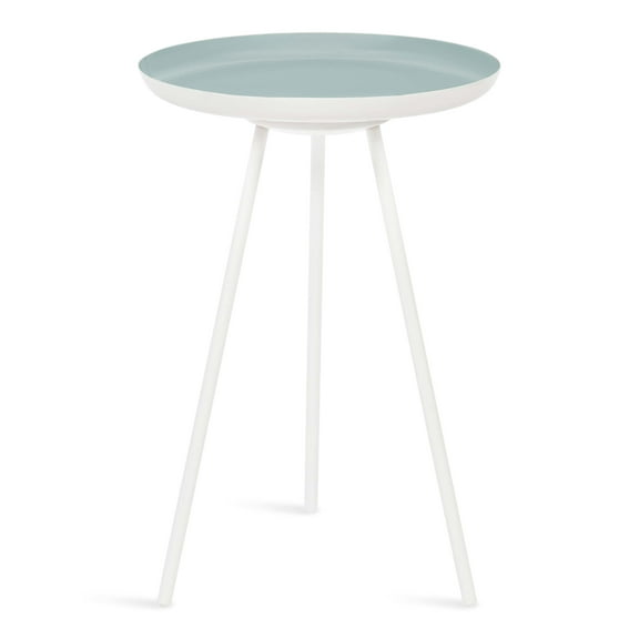 Kate and Laurel Laranya Modern Metal Round Side Table, 15 x 15 x 23, Blue and White, Chic End Table