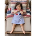 thumbnail image 4 of BemeyourBBs Kids Toddler Baby Girls 4th of July Dress Overalls Patriotic Independent Day Clothes Letter Embroidery Sleeveless Stripe Tank Dress with Bow Decor Fourth of July Summer Dress Clothes, 4 of 9