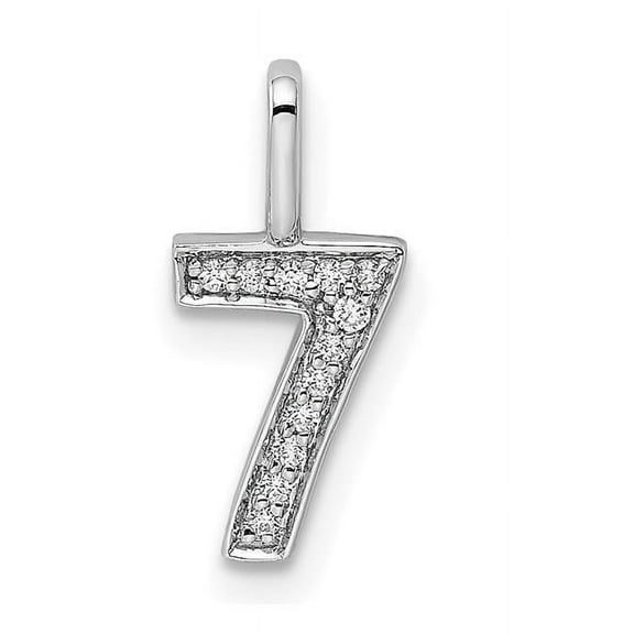 Finest Gold 14K White Gold Diamond Number 7 Pendant