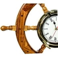 thumbnail image 4 of Nagina International Glorious Nautical Ship Wheel with Brass Polished Porthole Accentuated Time's Clock Mounted | Bay Home Decor Gifts, 4 of 4