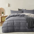 thumbnail image 1 of Grey Duvet Cover Queen Size - Pleated Queen Duvet Cover, 3PCS Soft and Breathable Textured Bedding Set with Zipper Closure(Gray,90"x90"), 1 of 1