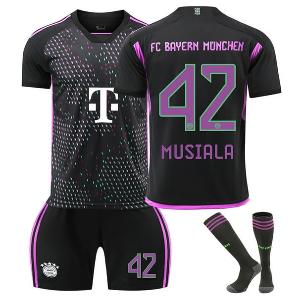 2324 Camiseta de fútbol visitante del Bayern No. 9 Kane 10 Sane 25 Muller 3 Jin Minzai camiseta para niños y adultos transfronterizos42 con calcetines