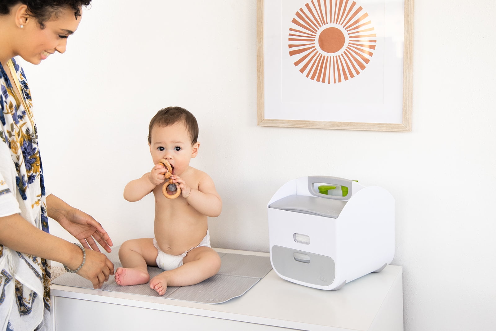 Ubbi Portable Baby Diaper Organizer Station & Folding Changing Mat to Aid Adults in Diapering, Gray