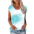 thumbnail image 2 of Zunfeo Blouses for Women Clearance- Trendy Short Sleeve Casual Blouse Printed Junior Tops Crew Neck Tee Shirts Light Blue S, 2 of 4