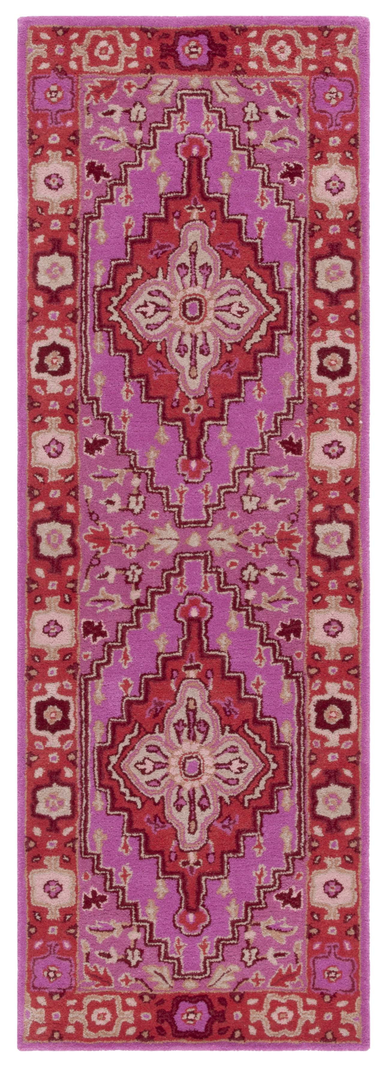 SAFAVIEH Bellagio Major Bordered Wool Runner Rug, Red/Pink, 2'3" x 5'