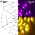 thumbnail image 6 of PULLIMORE Halloween Spider Web Lights 3.28 ft LED Cobweb with Black Spider Props (Purple）, 6 of 10