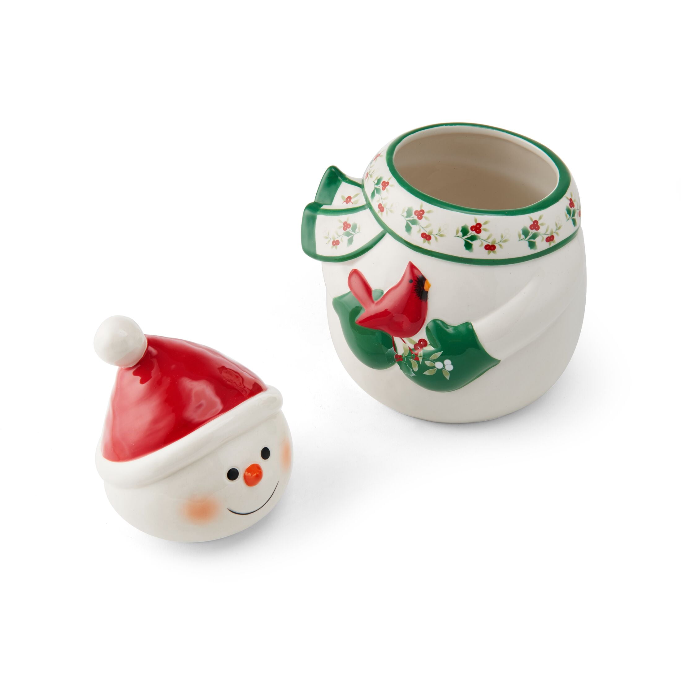Pfaltzgraff Winterberry Snowman with Cardinal 10 in Cookie Jar